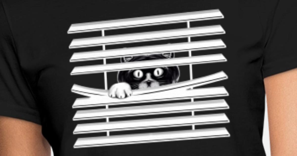 cat peeking through blinds shirt